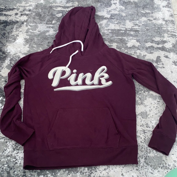 Victoria Secret Pink Burgundy pullover hoodie - Picture 1 of 7